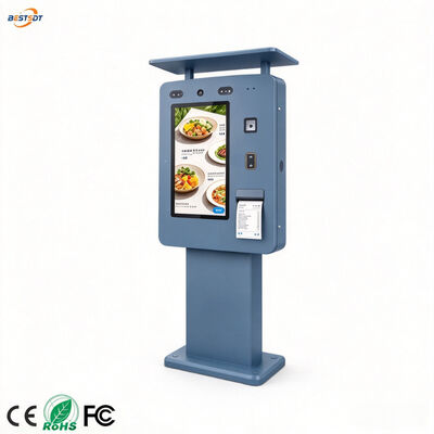 Qualità  55 Inch Outdoor Digital Ordering Kiosk IP65 Waterproof 3000 Nits Touch Screen Self Service Terminal for Drive Thru QSR Fabbrica