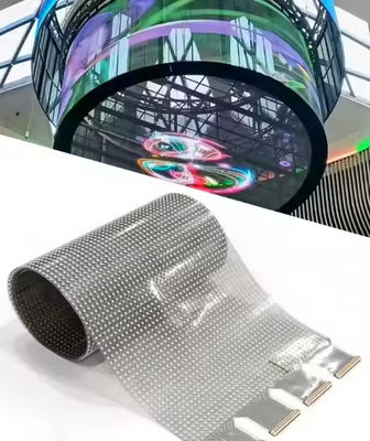 Pellicola di display LED trasparente pieghevole IP65 Rated 5000nits Luminosità Ultra-sottile 3.9mm Design Facile installazione per superfici curve