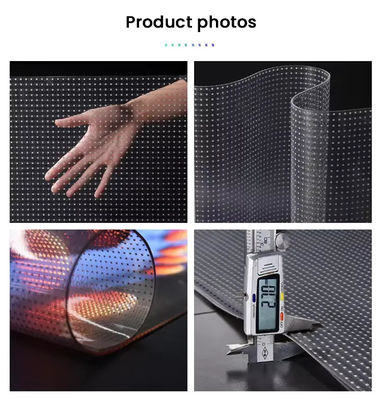 Elegante schermo a pellicola trasparente a LED Alta trasparenza 85% 5000nits Luminosità Ultra-sottile 3.9mm Disegno Dimensioni personalizzabili