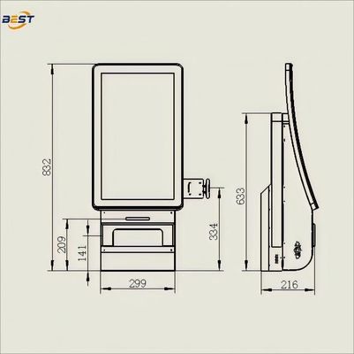 Chiosco di ordinazione self-service a muro con sistema POS per bar, ristoranti e negozi Android