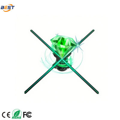 Ventilatore interattivo 3D rotante LED, controllo remoto 15 pollici Ventilatore di visualizzazione olografica