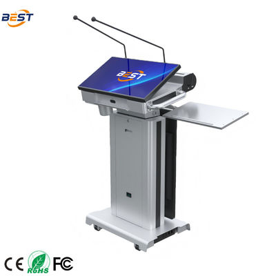 150 mm di altezza massima di sollevamento Smart Podium con angolo di schermo regolabile da 10 a 40 ° e schermo Smart Kiosk opzionale da 32 pollici