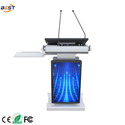 Smart Lectern con altezza massima di sollevamento di 150 mm e schermo Smart Kiosk opzionale da 32 pollici angolo di schermo regolabile da 10 a 40°