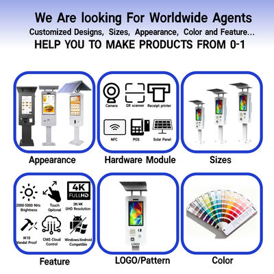 Chiosco di self-ordering all'aperto con rating di resistenza all'acqua IP65 Intel Core i3/i5/i7 e 10-point Capacitive Touch