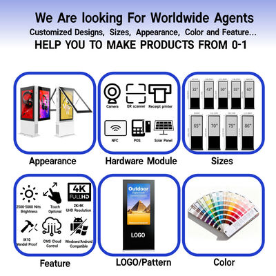 Segnaletica digitale LCD per esterni a doppia faccia con touch capacitivo a 10 punti e certificazione CE/CCC/FCC/ROHS/ISO9001