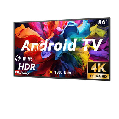 TV da esterno impermeabile IP55/IP66 con risoluzione 4K Ultra HD e luminosità elevata di 1500-3000 nit per display commerciali