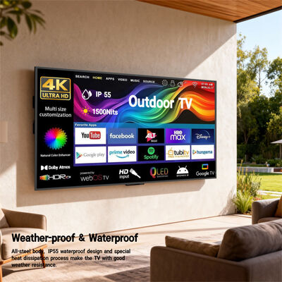 TV da esterno impermeabile IP55/IP66 con risoluzione 4K Ultra HD e luminosità elevata di 1500-3000 nit per display commerciali