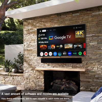 TV all'aperto IP55/IP66 impermeabile 4K Google TV 1500-3000nits display commerciale ad alta luminosità per la pubblicità