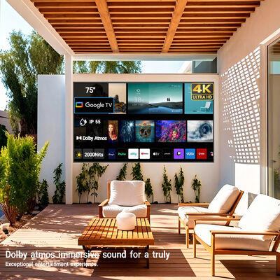TV da esterno impermeabile IP55/IP66 con risoluzione 4K Ultra HD e luminosità elevata di 1500-3000 nit per display commerciali