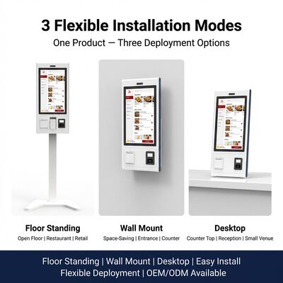Chiosco per ordini self-service con touchscreen da banco o soluzione interattiva indipendente che semplifica i processi di ordinazione dei ristoranti