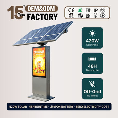 Display pubblicitario a LED ad energia solare | 1500-2000 nit leggibile alla luce solare