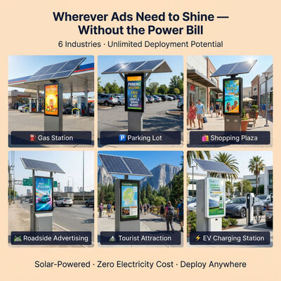 Display pubblicitario a LED ad energia solare | 1500-2000 nit leggibile alla luce solare