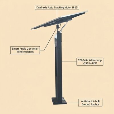Segnaletica digitale con tracciamento solare | Inseguimento automatico del sole | IP65| Fuori dalla griglia