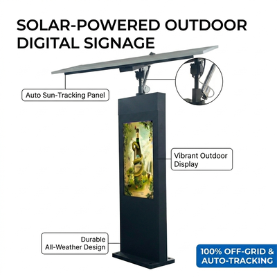 Segnaletica digitale con tracciamento solare | Inseguimento automatico del sole | IP65| Fuori dalla griglia