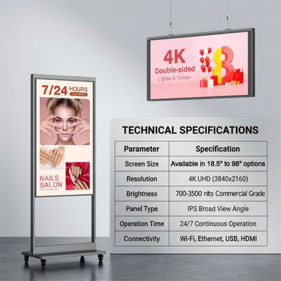 Display bifacciale ad alta luminosità | 28,8 mm di spessore | Angolo di visione di 178°