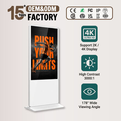 55 pollici Indoor LCD Digital Signage Touchscreen Totem Kiosk con Android OS 500 Cd/m2 Luminosità
