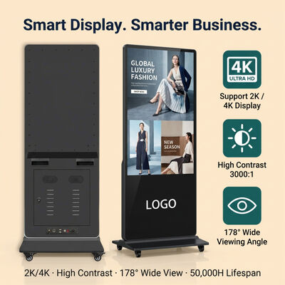 55 pollici Indoor LCD Digital Signage Touchscreen Totem Kiosk con Android OS 500 Cd/m2 Luminosità