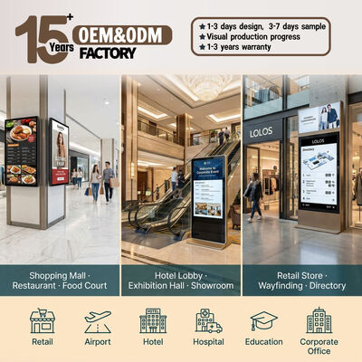 55 pollici Indoor LCD Digital Signage Touchscreen Totem Kiosk con Android OS 500 Cd/m2 Luminosità