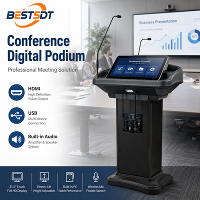 SDT 500Y 21,5 pollici Smart Digital Podio elettrico Flip Touch Screen Microfono a collo di cigno Leggio multimediale