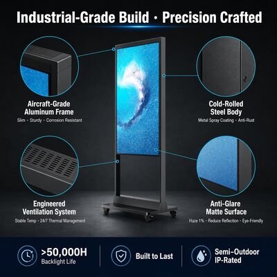 Dual Sided Independent Display 3000 Nits High Bright 700 Nits Standard 43 55 65 Inch Showcase Window Signage OEM ODM