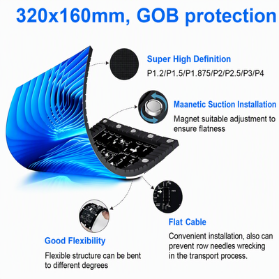 GOB LED Leggio Display P1.8 IP43 Pannello flessibile curvo 3840Hz Plug Play per aula conferenza stampa