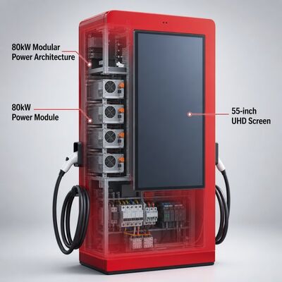 Stazione di ricarica rapida DC da 80kW CCS1 CCS2 Display pubblicitario LCD per esterni OCPP 1.6J 150-1000V