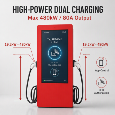 19.2kW caricabatterie per veicoli elettrici a corrente alternata di livello 2 SAE J1772 Display pubblicitario LCD esterno OCPP 1.6J 80A Standard USA