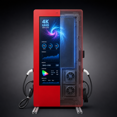 19.2kW caricabatterie per veicoli elettrici a corrente alternata di livello 2 SAE J1772 Display pubblicitario LCD esterno OCPP 1.6J 80A Standard USA