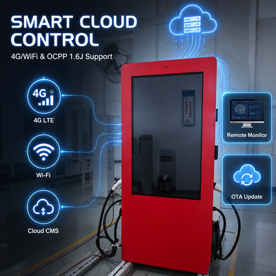 19.2kW caricabatterie per veicoli elettrici a corrente alternata di livello 2 SAE J1772 Display pubblicitario LCD esterno OCPP 1.6J 80A Standard USA