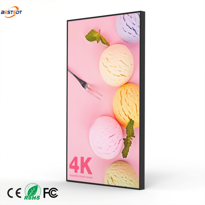 Schermo light box a parete da 43 49 55 65 75 pollici, display pubblicitario Android 4K 2000 Nit