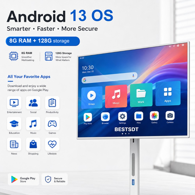 32 pollici Android 13 con batteria Mobile Smart Screen Touch Digital Signage 4K IPS 8GB 128GB