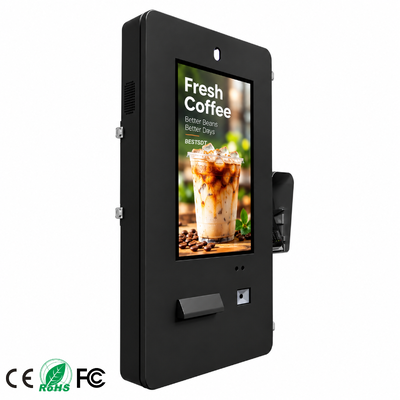 Chiosco per ordinazioni self-service da esterno da 21,5 pollici montato a parete, touchscreen impermeabile IP65 per ordinazioni di menu nei ristoranti