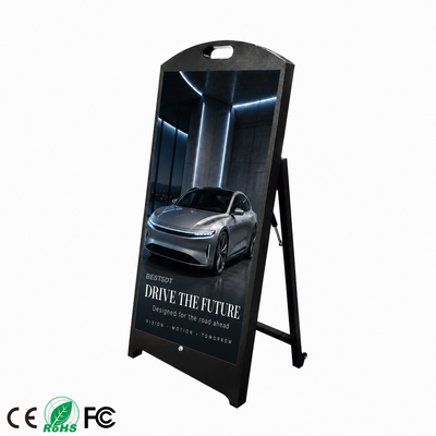 Display per poster a LED portatile alimentato a batteria, autonomia di 10 ore, 4500 nit, IP65, cartello per esterni