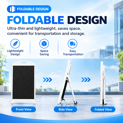 Display per poster a LED portatile alimentato a batteria, autonomia di 10 ore, 4500 nit, IP65, cartello per esterni