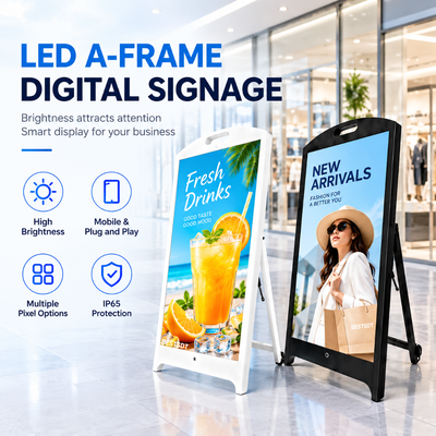 Display per poster a LED per esterni 3X3 P2.5 4500nits IP65 Segnale A-Board digitale alimentato a batteria